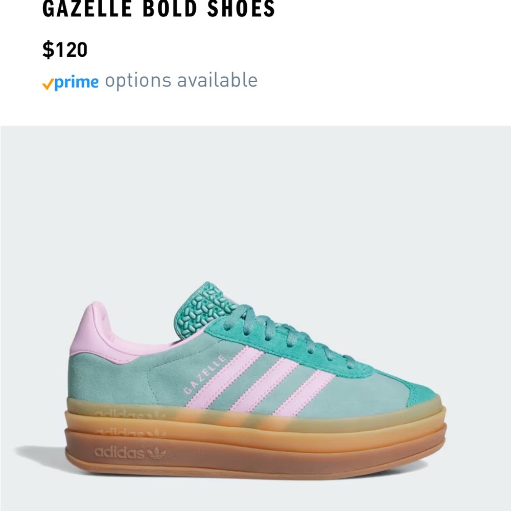 Adidas Gazelle Bold Sneakers - Teal and Pink yellow